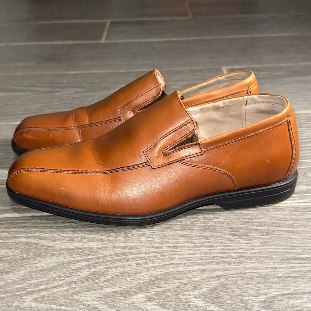 Florsheim Kids Boys Reveal Loafers Brown Leather Bike Toe Slip On Shoes Size 5M